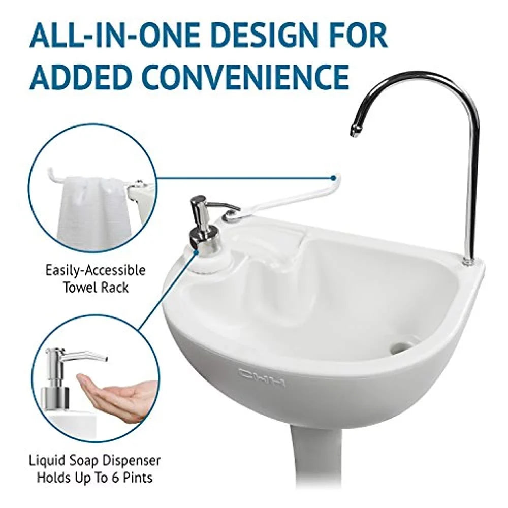 19.7 in White x Basin & - 12.9 gal. Hike Camping 5 in Crew Tank W, L Sink, Portable