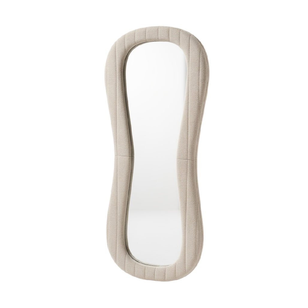 Modern Oval-Shaped Mirror with Textured Fabric Frame