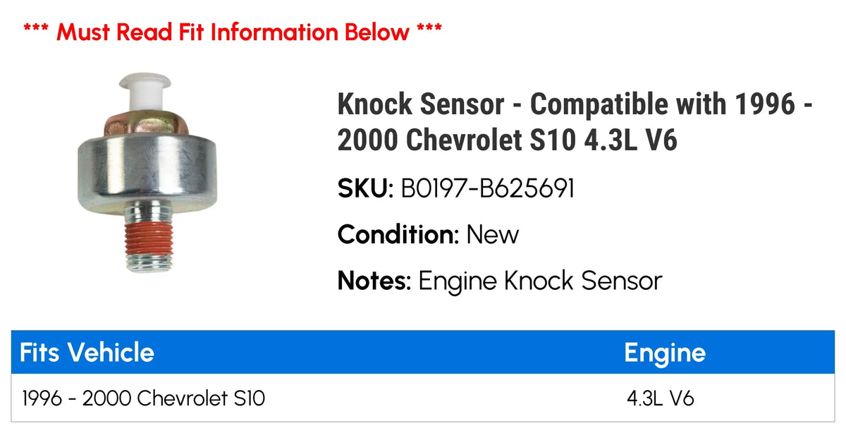 Chevy - with Compatible Knock Sensor 1998 1997 1996 2000 V6 S10 - 4.3L 1999