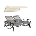 Adjustable Double Reclining Lounge Chair with Canopy Shade