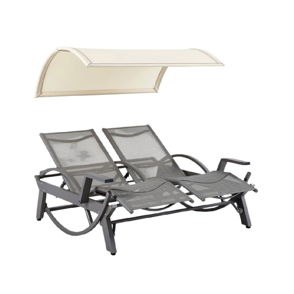 Adjustable Double Reclining Lounge Chair with Canopy Shade