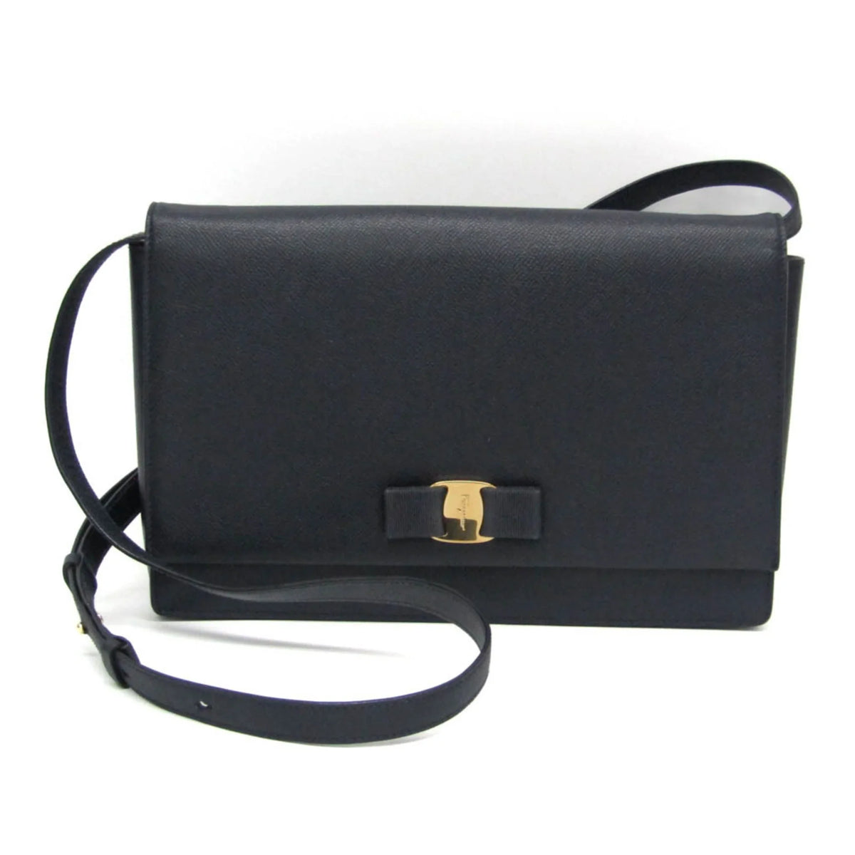 0011 Navy Ferragamo (Good) Women's Vara Shoulder Salvatore AU-21 Pre-Owned Leather Bag