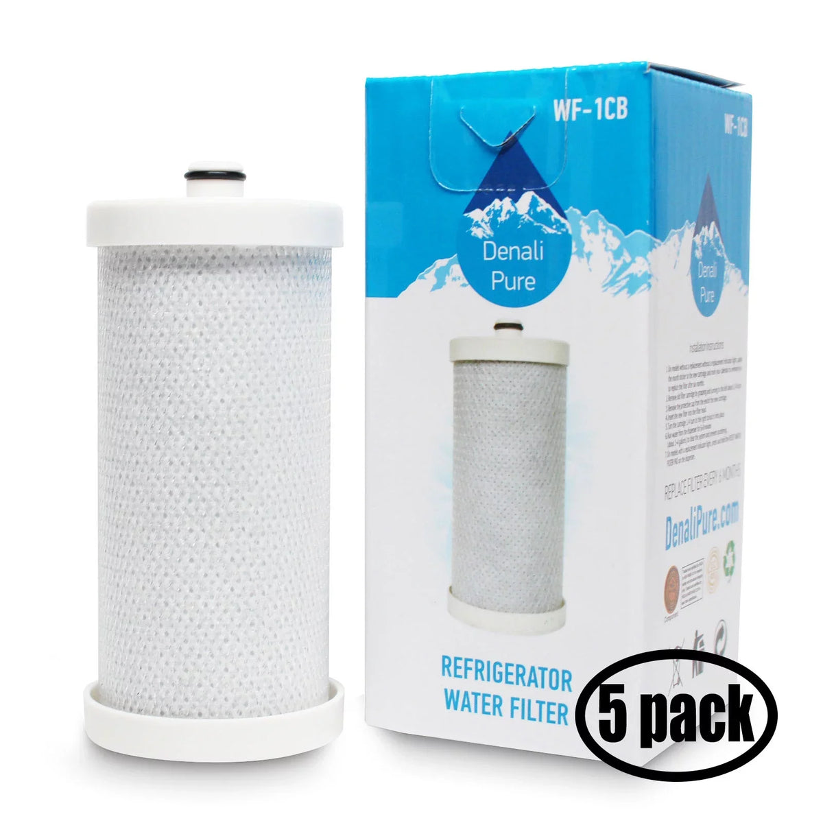 '- for WFCB Westinghouse WRS26MR4JW0 White Replacement Cartridge - Compatible Brand liquid liquid Refrigerator Westinghouse Denali with WF1CB, Filter Fridge 5-Pack Filter Pure White