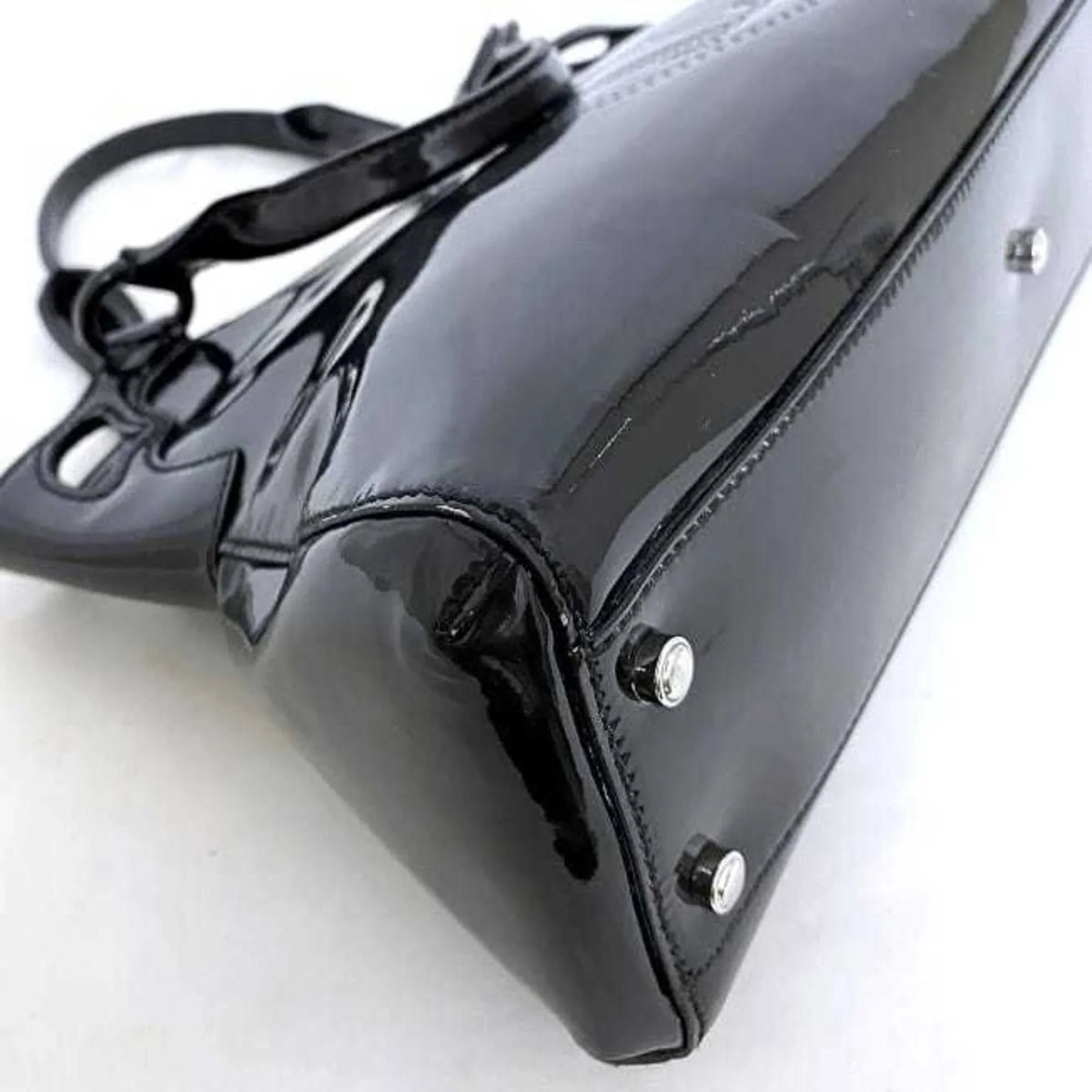 Marcello handbag (Good) tote leather enamel SM black patent Pre-Owned mast Cartier bag L1000833 ladies