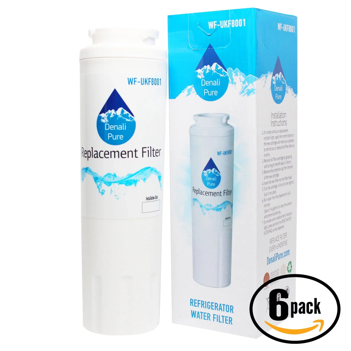 '- for Whirlpool with 6-Pack Fridge Filter Brand Filter Pure Cartridge Compatible Denali liquid Replacement Whirlpool 4396395 liquid - GI0FSAXVY07 Refrigerator
