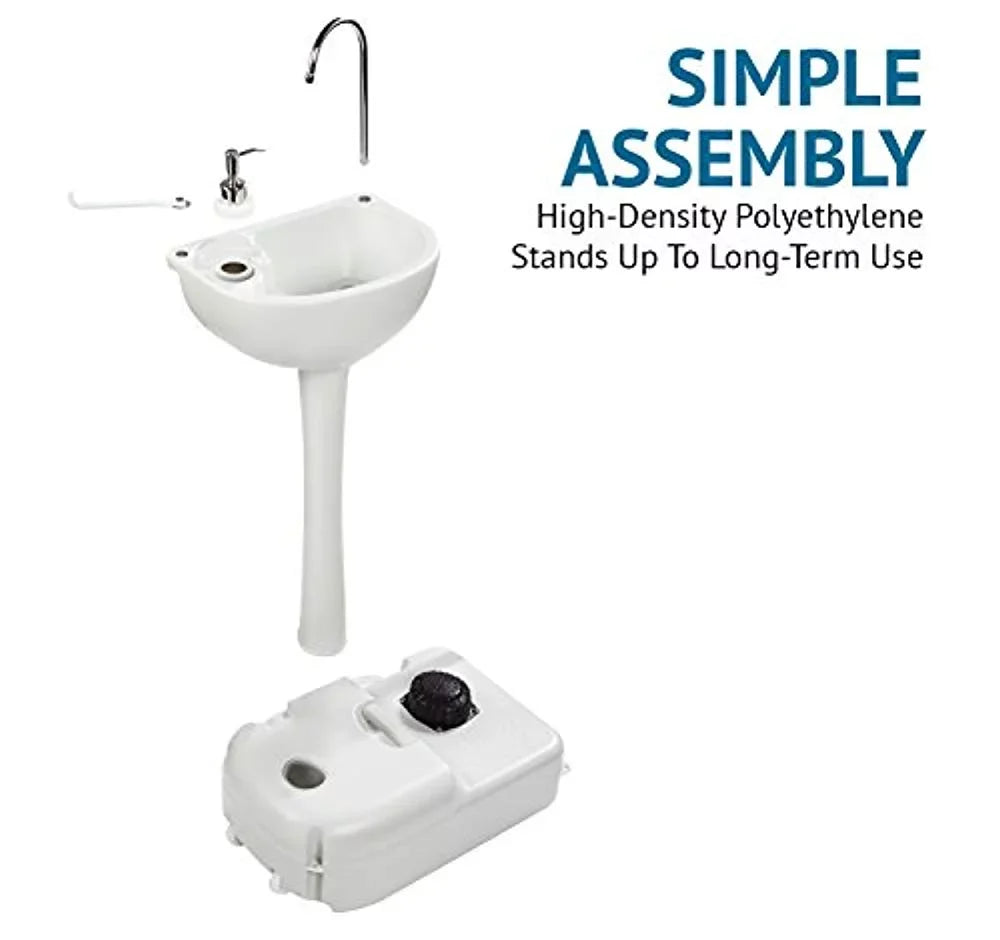 19.7 in White x Basin & - 12.9 gal. Hike Camping 5 in Crew Tank W, L Sink, Portable