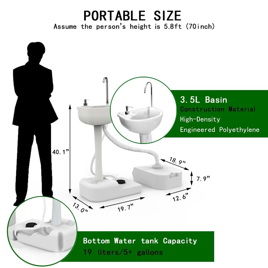 '- exterior and Sink Pump White liquid Camping Foot Portable Tank