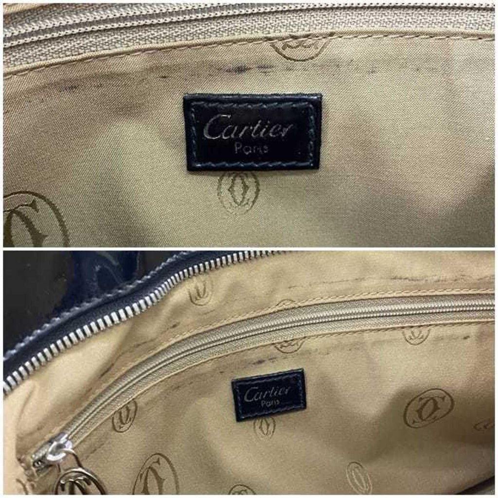 Marcello handbag (Good) tote leather enamel SM black patent Pre-Owned mast Cartier bag L1000833 ladies