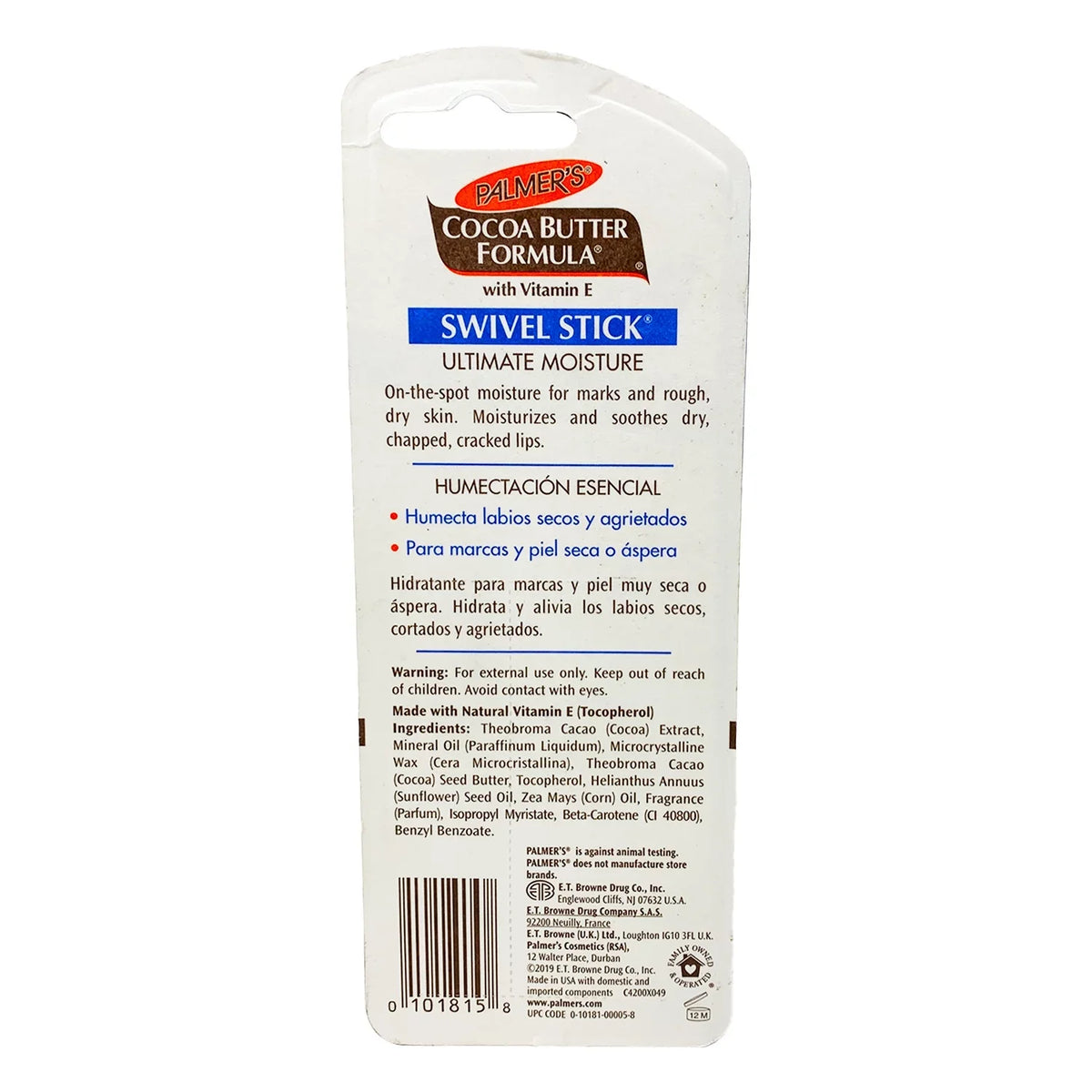 Swivel w/Vitamin Pk Moisturizes .5oz Formula 5 Butter E Stick Cocoa Palmers Each