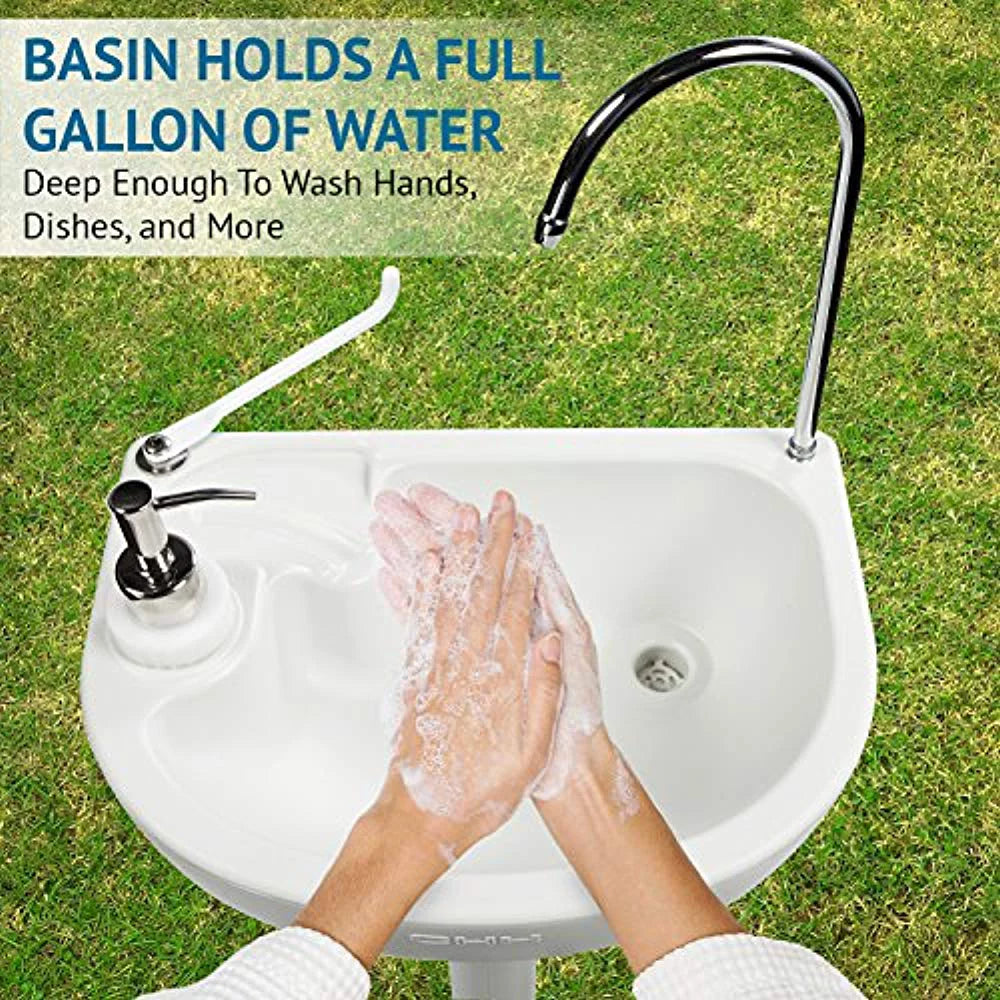 19.7 in White x Basin & - 12.9 gal. Hike Camping 5 in Crew Tank W, L Sink, Portable